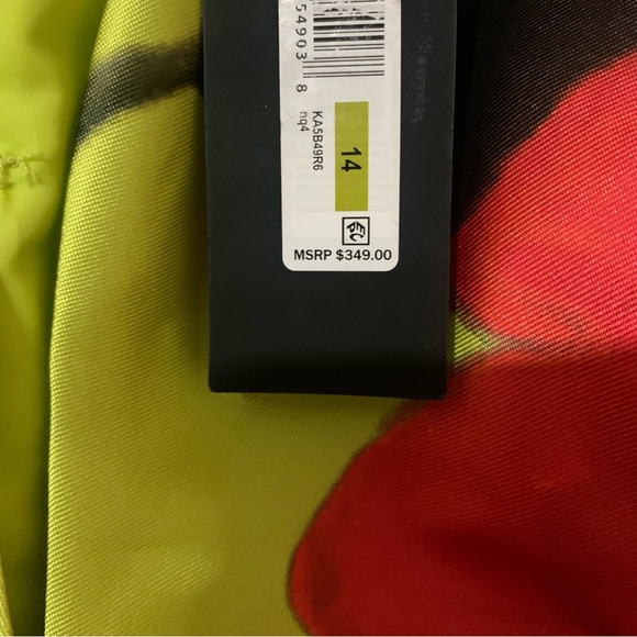 NWT Donna Karan New York Printed V-neck Floral Mikado Gown 14 Formal Wedding - Picture 13 of 16